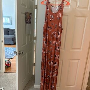 3X Maurices Rust Maxi Floral Dress